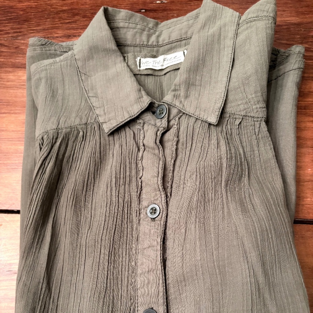 Free People Float Away Shirt, olive, sz XS